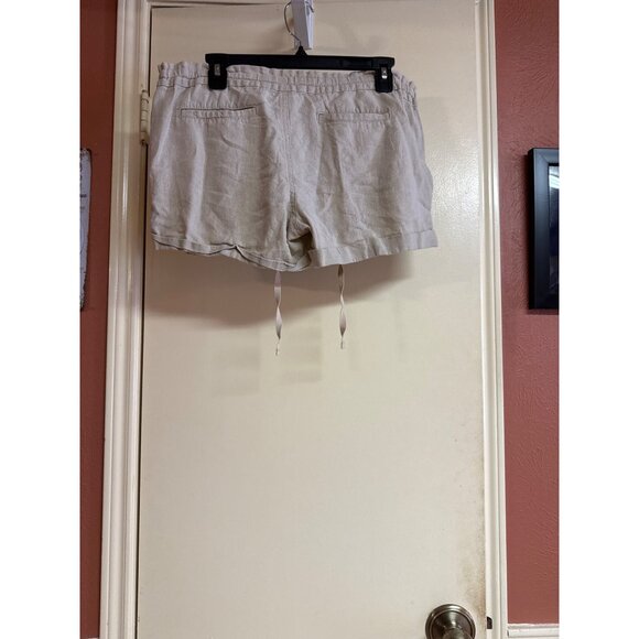 Old Navy Womens Linen-Blend Shorts W/ Drawstring Beige Size 8 Casual Lightweight - Picture 3 of 4